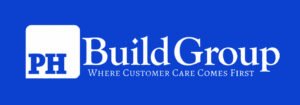 PH Build Group Log. A blue background with white coloured text.