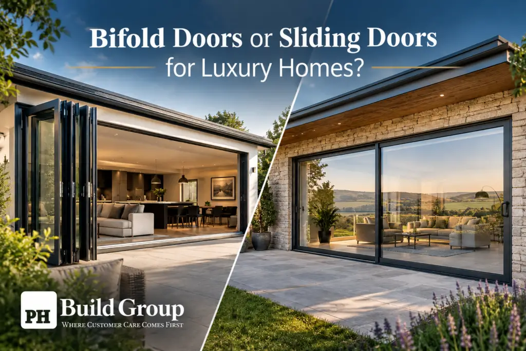 An example of both bifold and sliding doors on a hame extension.